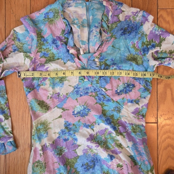 Vintage 1970 Floral Long Sleeve Maxi Dress - Picture 9 of 10